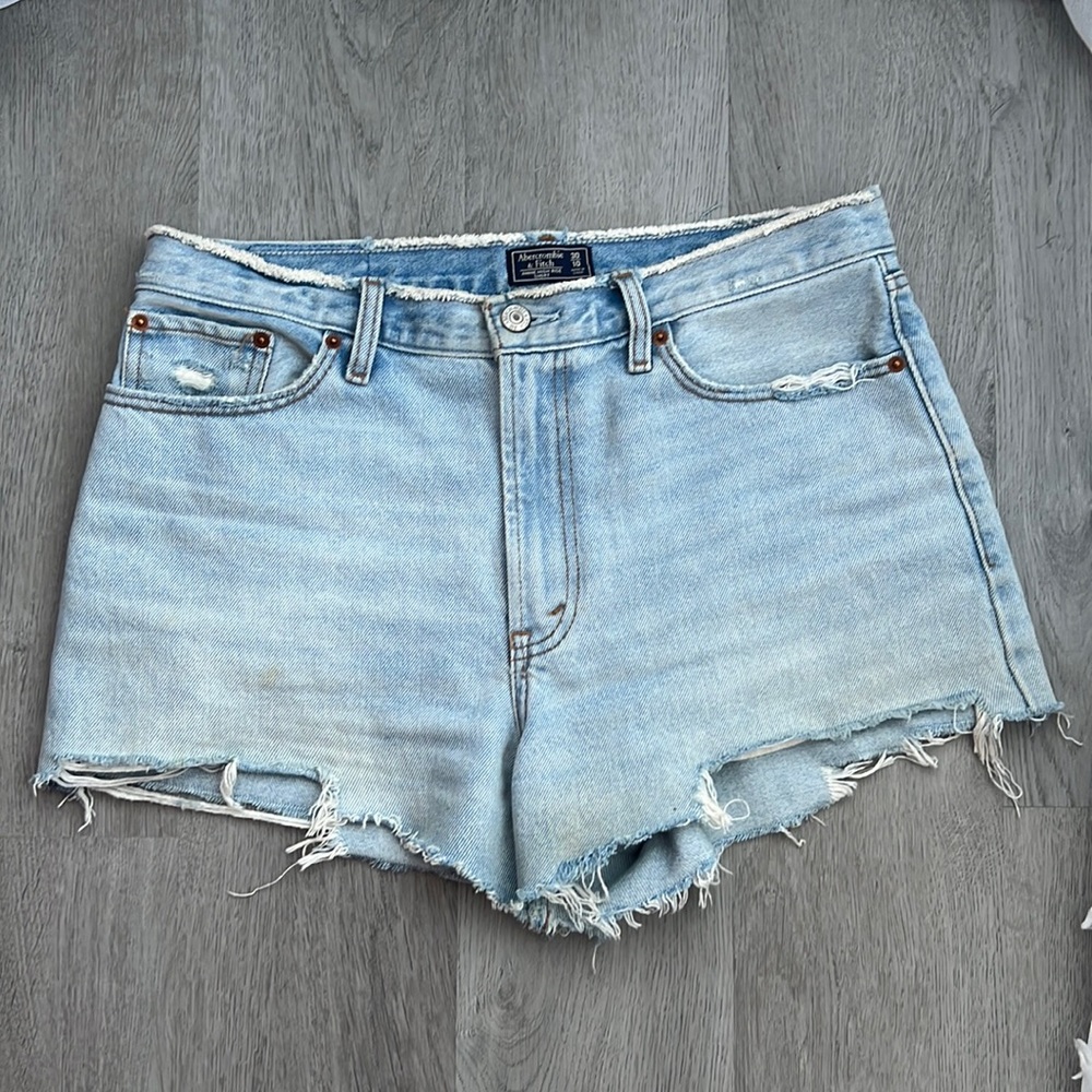 Abercrombie & Fitch Annie High Rise Denim Shorts Size 10 Size 30